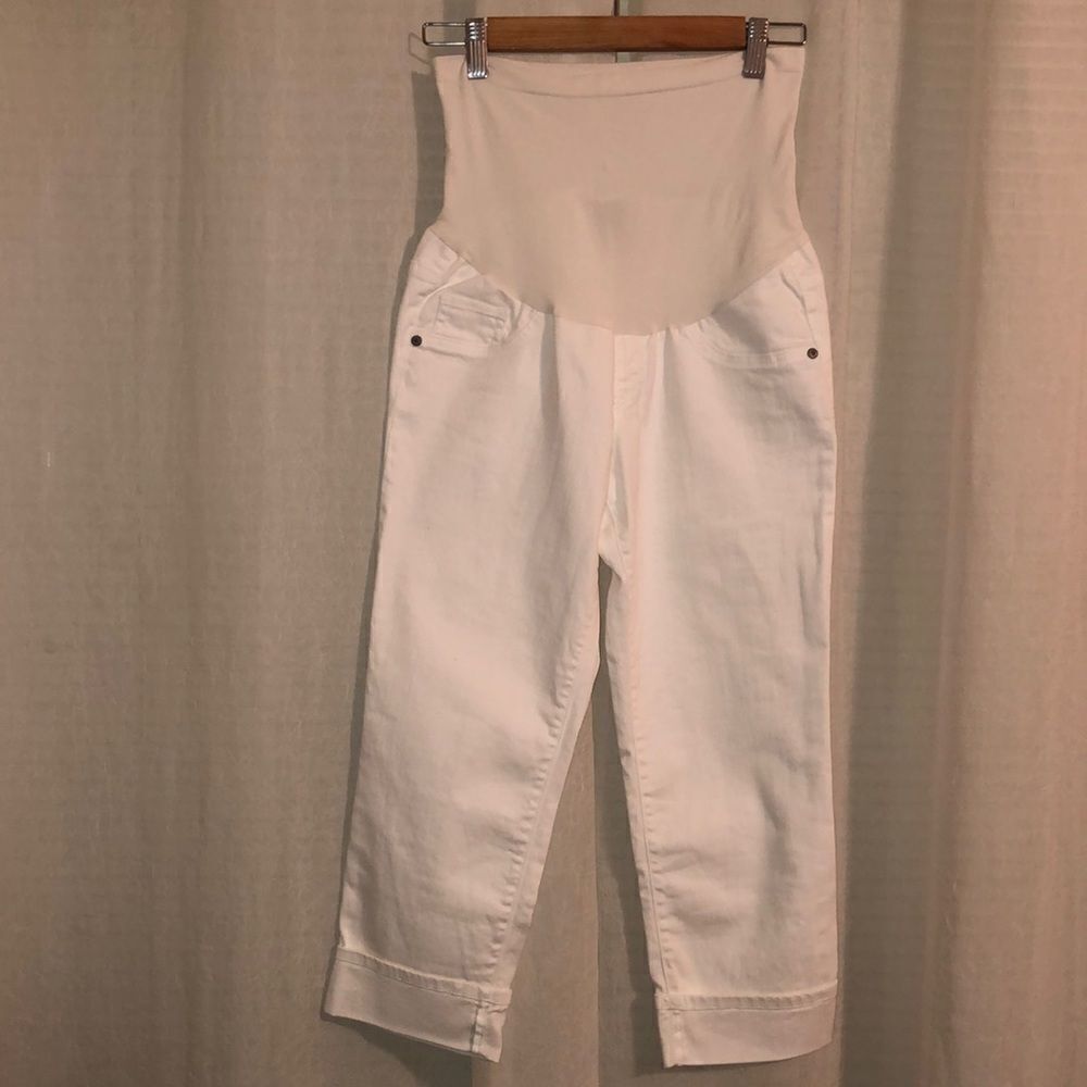 Indigo Blue 10 White Maternity Cropped Jeans